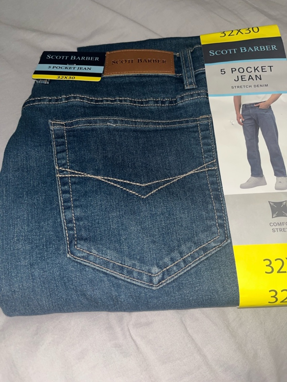 Scott Barber Men's Straight 5-Pocket Jeans in light Blue